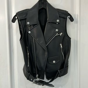 Theory leather moto vest